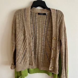 Two medium cotton cardigan cotton sweater. Light Brown is Ralph Lauren!!!